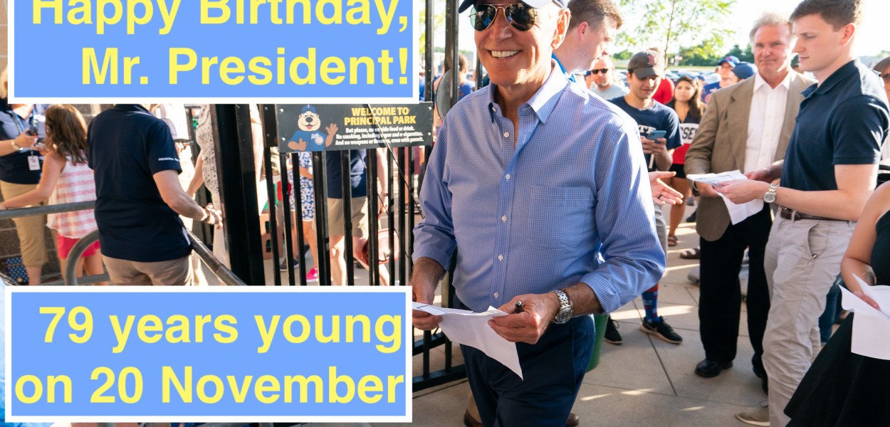 How old is President Biden on his birthday on 20 November in 2021?